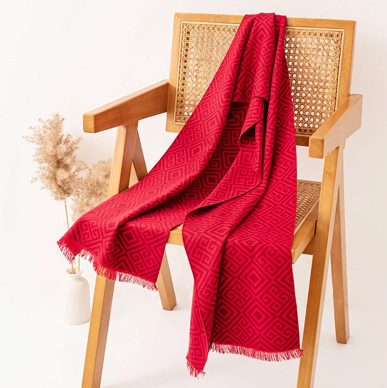 Red Mulberry Silk Brushed Scarf