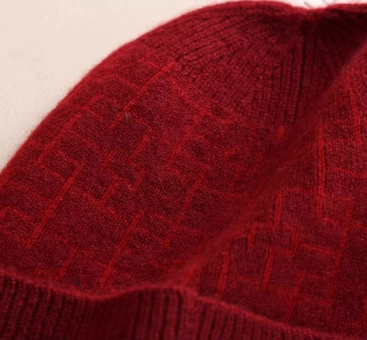 Red Cashmere Scarf and Hat Set - OESLO