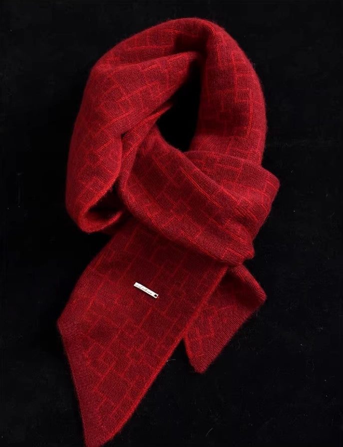 Red Cashmere Scarf and Hat Set - OESLO