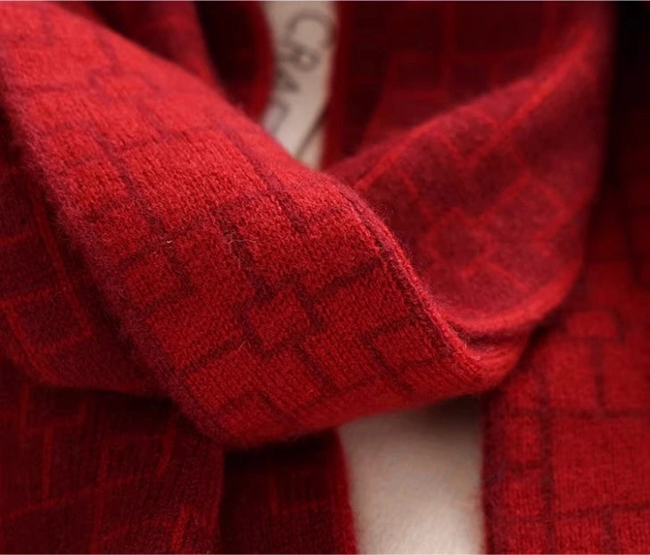 Red Cashmere Scarf and Hat Set - OESLO