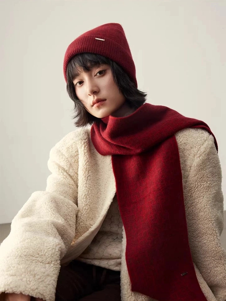 Red Cashmere Scarf and Hat Set - OESLO