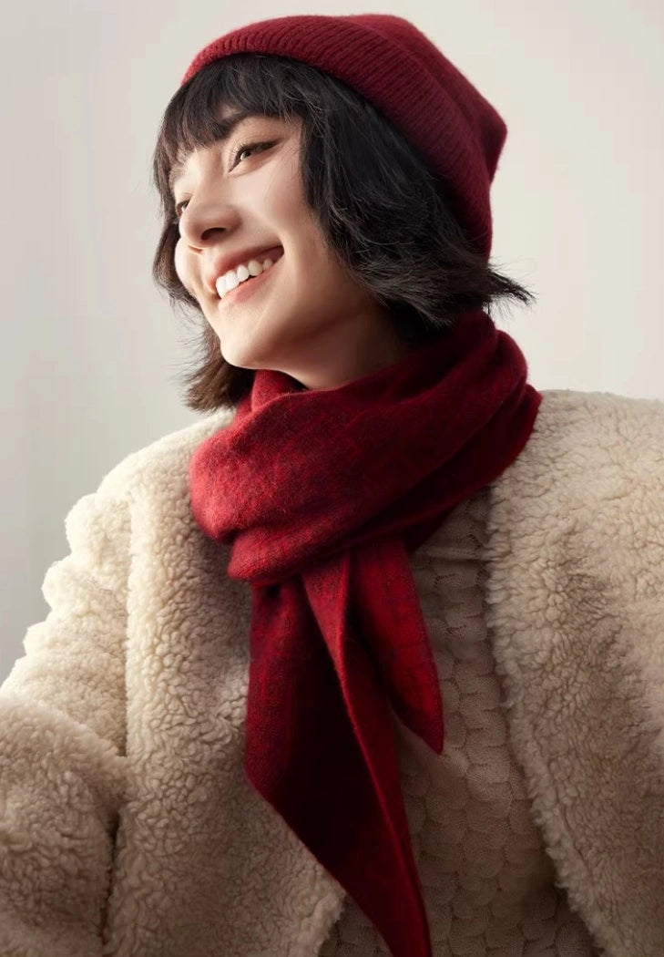 Red Cashmere Scarf and Hat Set - OESLO