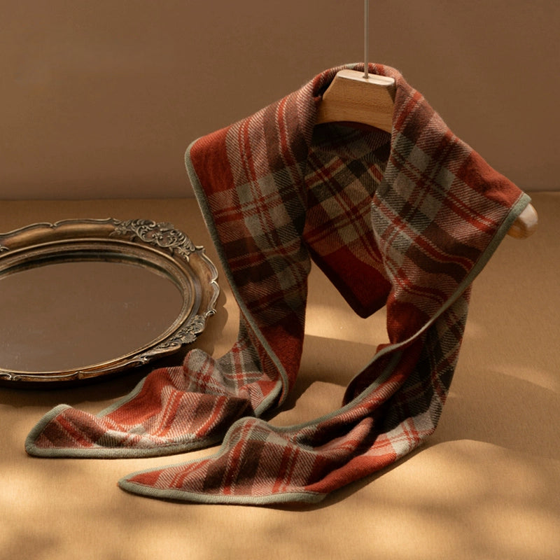 Classic Check Cashmere Triangle Scarf – Retro Chic Shawl | Multiple Colors OESLO