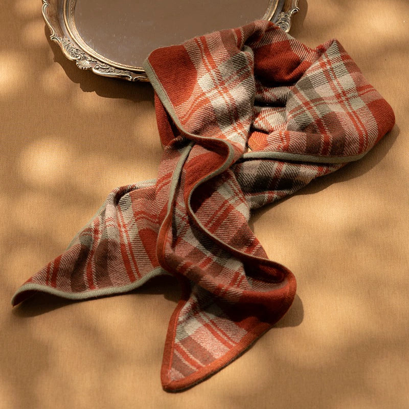Classic Check Cashmere Triangle Scarf – Retro Chic Shawl | Multiple Colors OESLO
