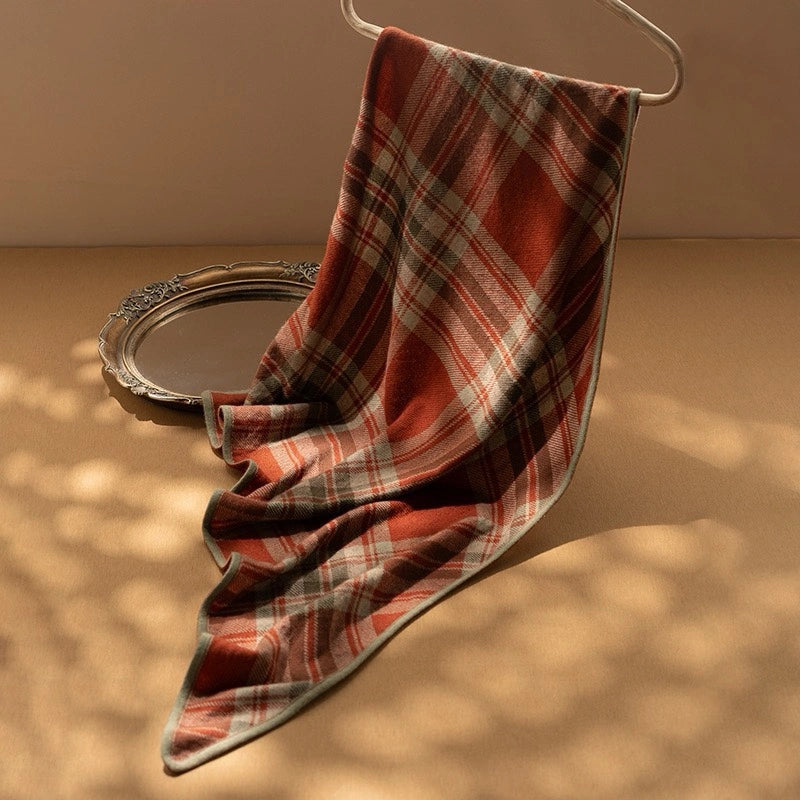 Classic Check Cashmere Triangle Scarf – Retro Chic Shawl | Multiple Colors OESLO