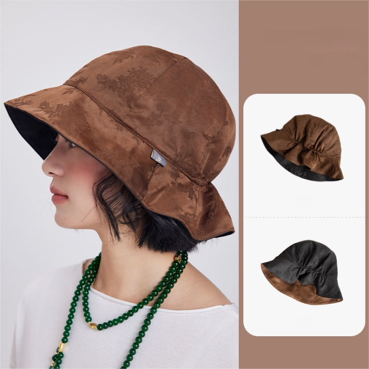 Silk Bucket Hat – Elegant Xiangyunsha Fabric, Dual-Wear Design - OESLO