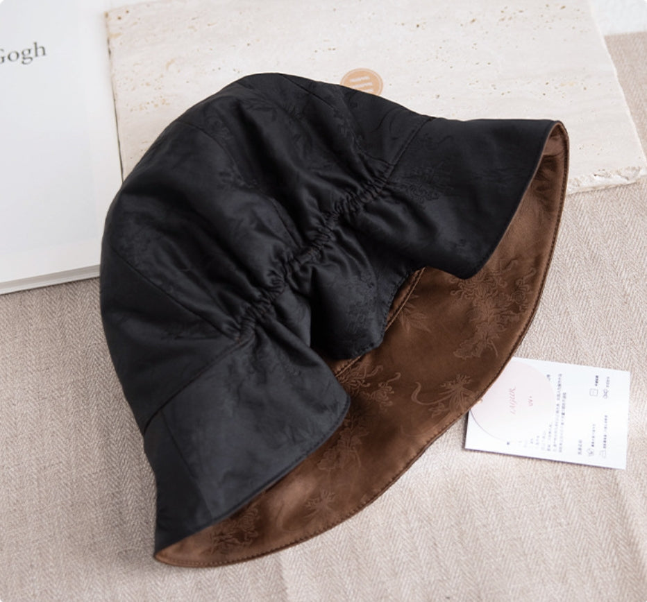 Silk Bucket Hat – Elegant Xiangyunsha Fabric, Dual-Wear Design - OESLO