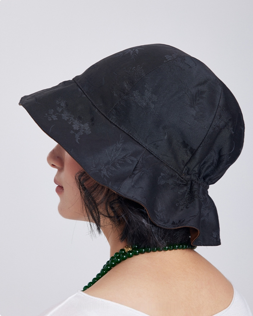Silk Bucket Hat – Elegant Xiangyunsha Fabric, Dual-Wear Design - OESLO