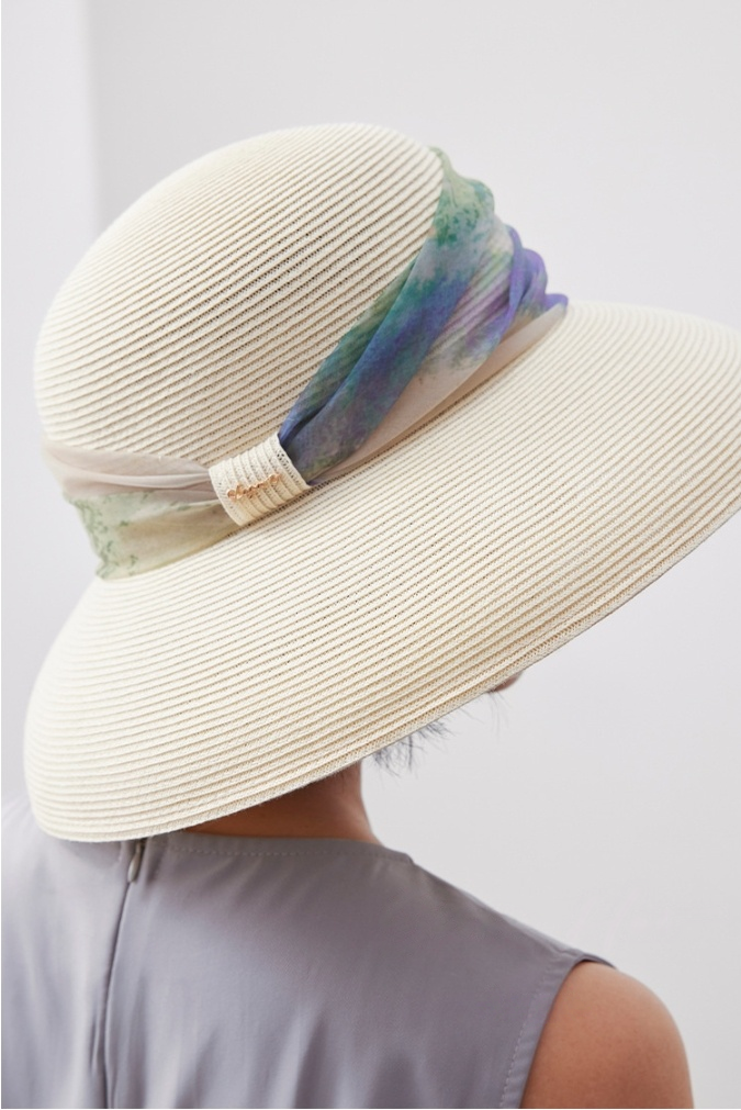 Straw Hat for Women with Silk Band - AOA Fashion Accessories