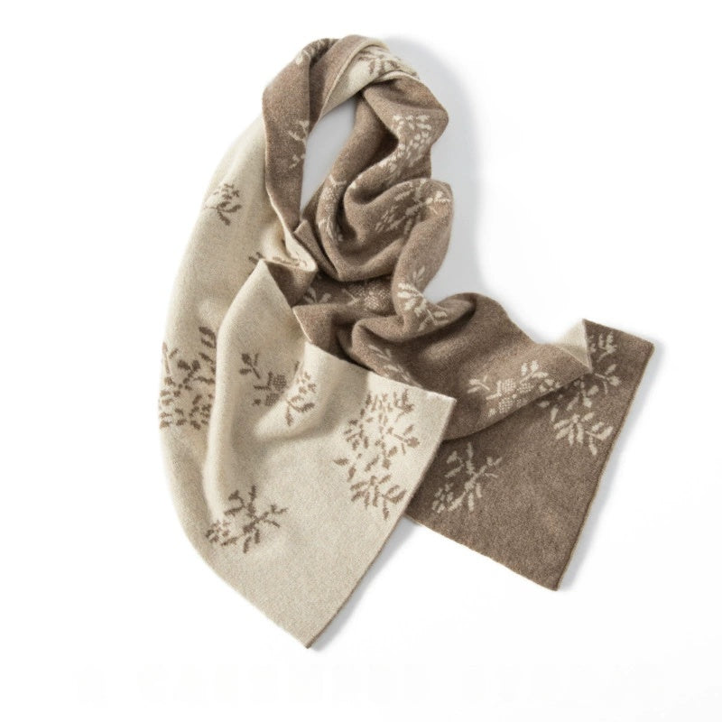 Reversible Cashmere Scarf - with Floral Jacquard Pattern | Multiple Colors OESLO