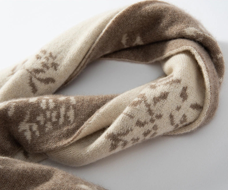 Reversible Cashmere Scarf - with Floral Jacquard Pattern | Multiple Colors OESLO