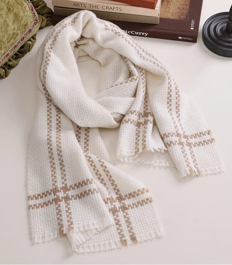 100% Cashmere Knit Scarf | Luxury Unisex, Creamy White - OESLO