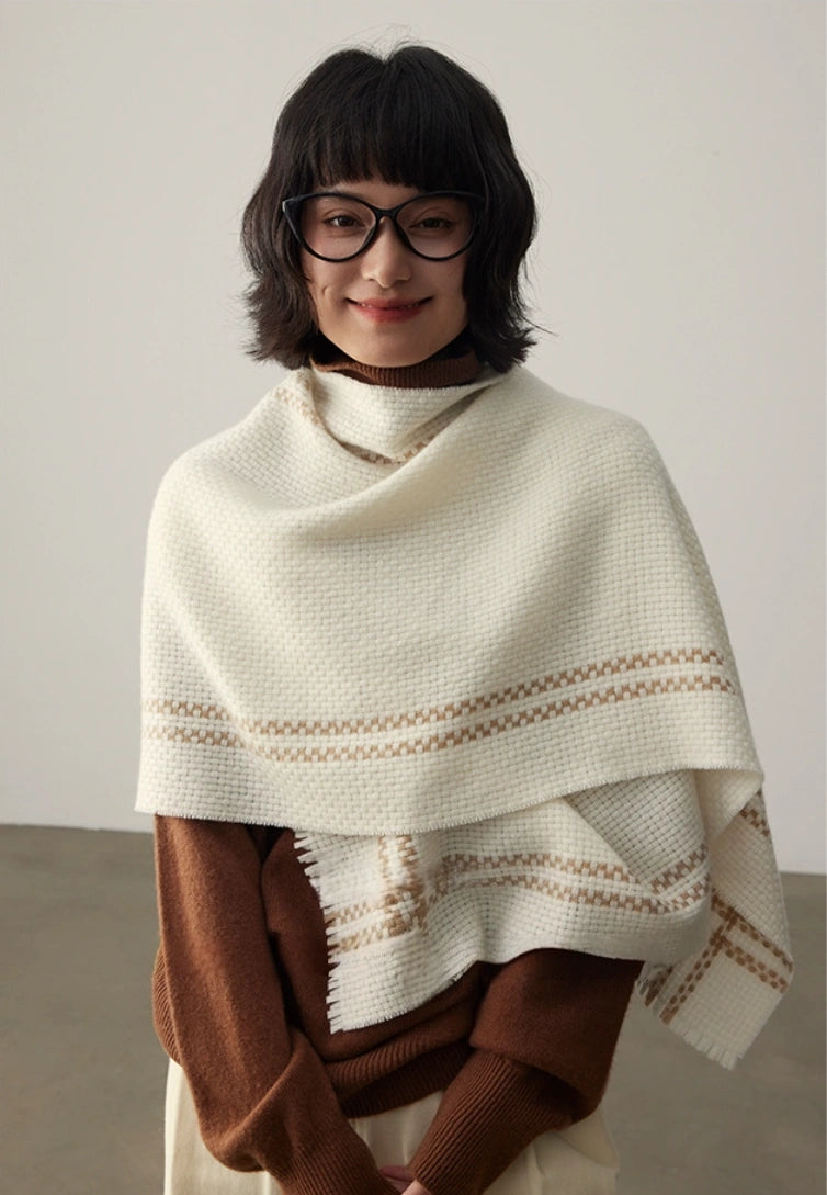 100% Cashmere Knit Scarf | Luxury Unisex, Creamy White - OESLO