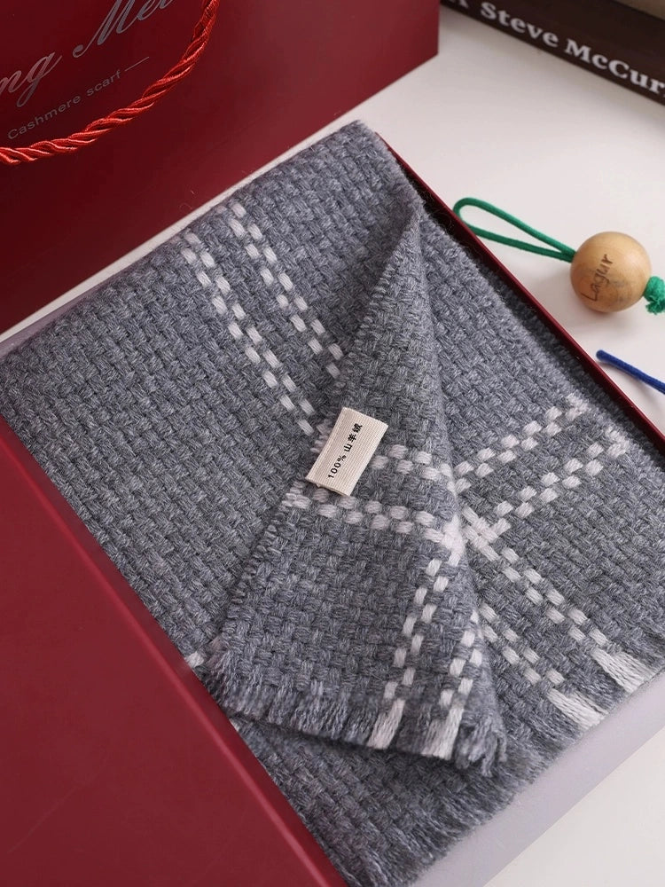 100% Cashmere Knit Scarf | Luxury Unisex, Dark Grey - OESLO