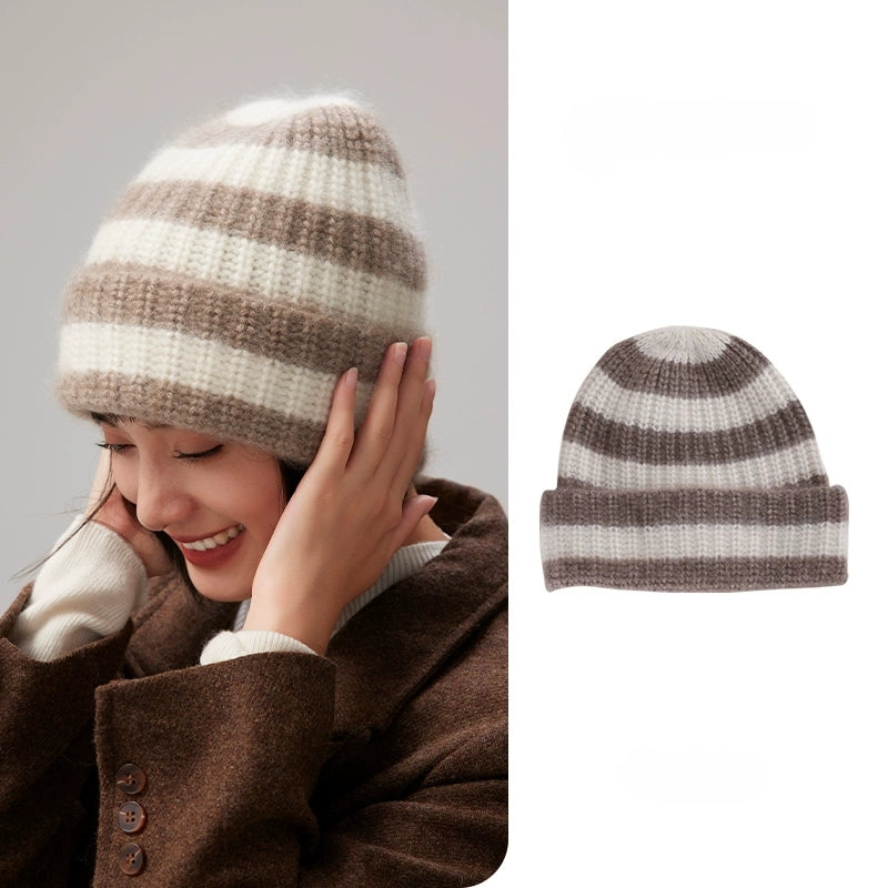 Unisex Striped Cashmere Knit Beanie Hat for Winter | Multiple Colors - OESLO