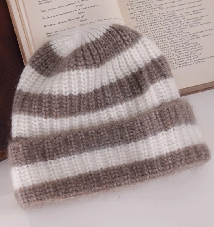 Unisex Striped Cashmere Knit Beanie Hat for Winter | Multiple Colors - OESLO
