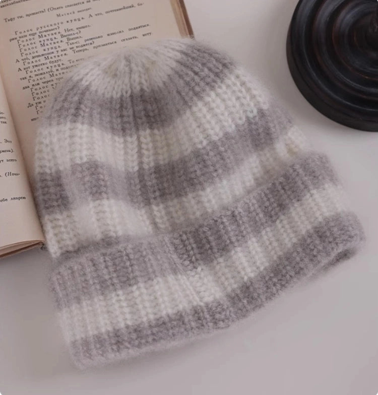 Unisex Striped Cashmere Knit Beanie Hat for Winter | Multiple Colors - OESLO