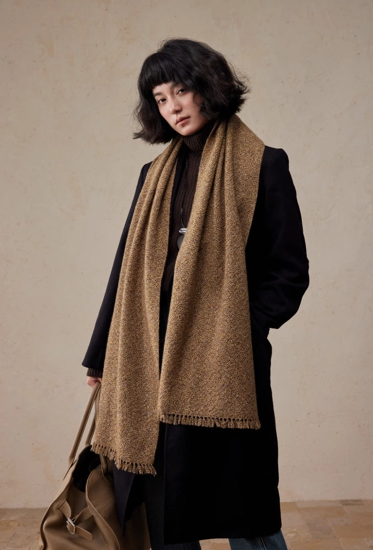 100% Cashmere Scarf – Vintage Texture | Moss Green & Rosewood Red - OESLO