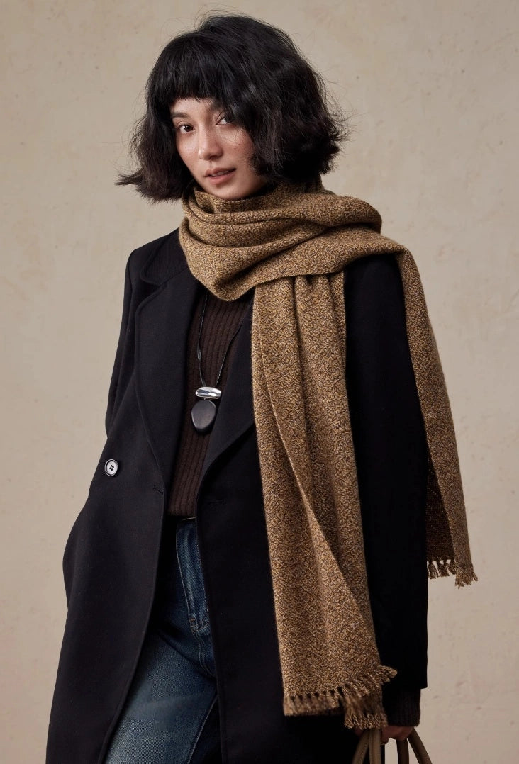 100% Cashmere Scarf – Vintage Texture | Moss Green & Rosewood Red - OESLO
