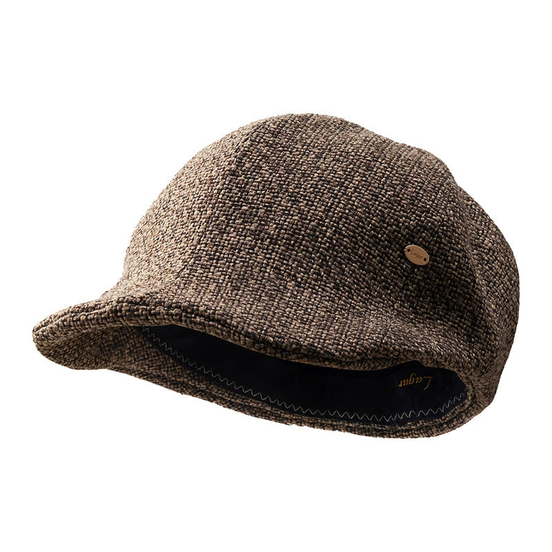 Brown Woven Beret Hat for Women OESLO