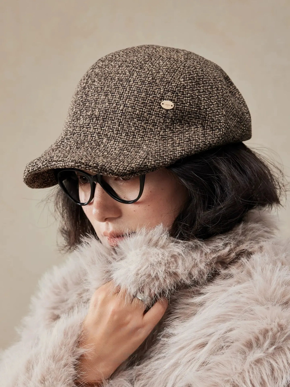 Brown Woven Beret Hat for Women OESLO