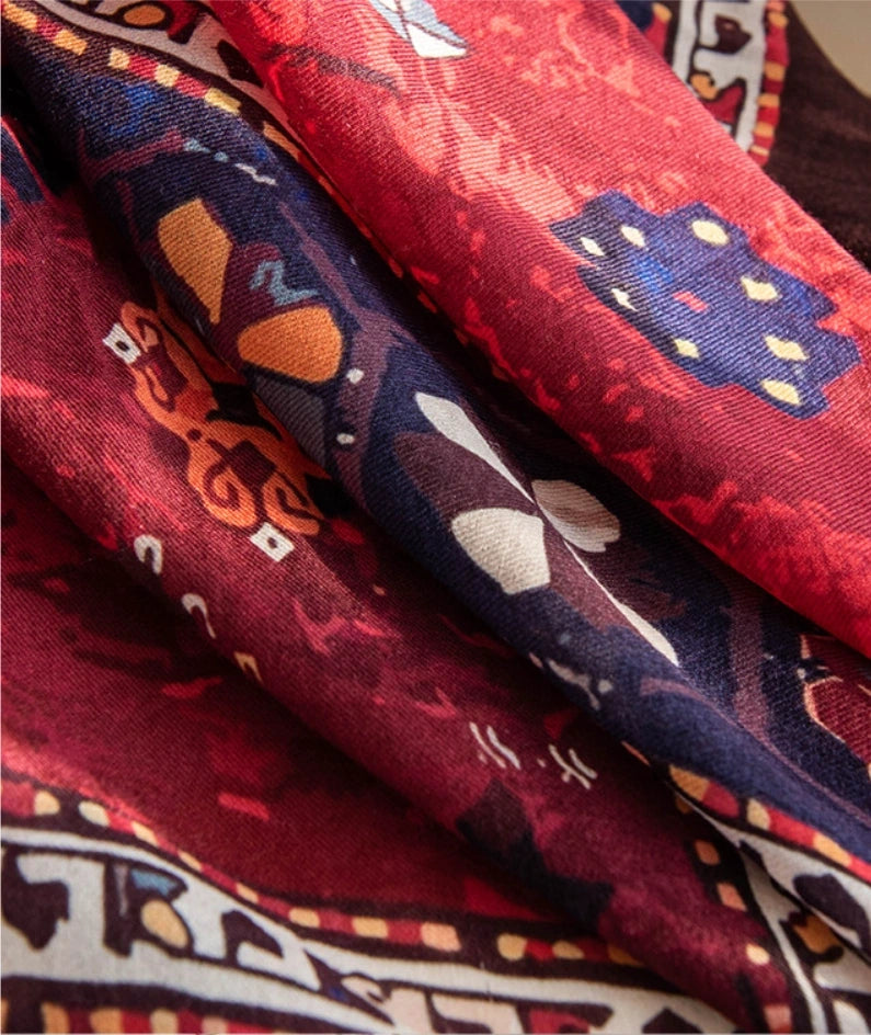 Water-Soluble Wool Vintage Print Scarf – Large Wrap Design - OESLO