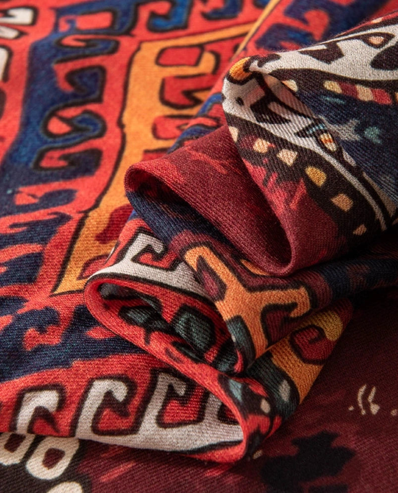 Water-Soluble Wool Vintage Print Scarf – Large Wrap Design