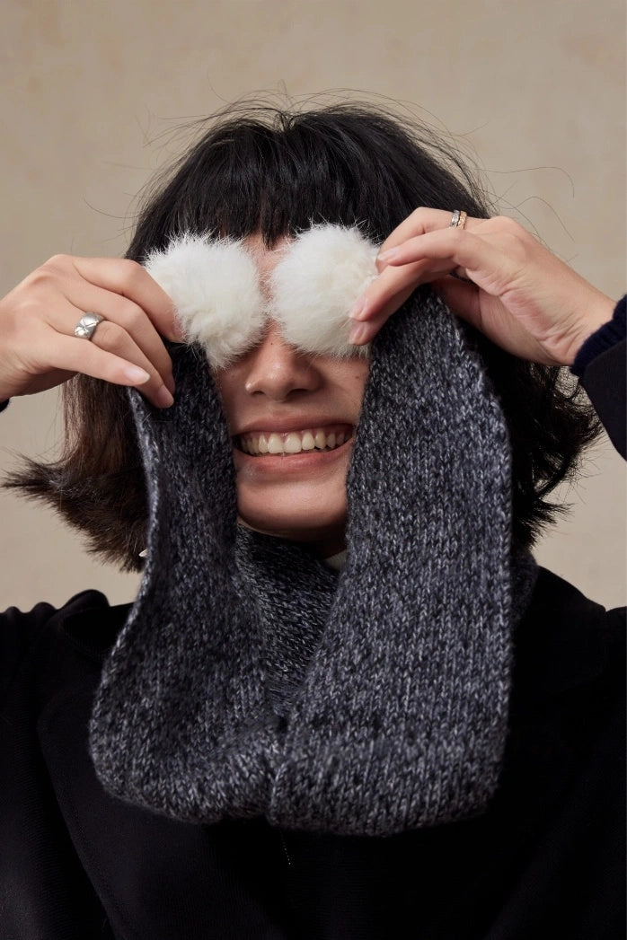 Women's Skinny Knit Scarf with Pom-Pom Design | Multiple Colors - OESLO