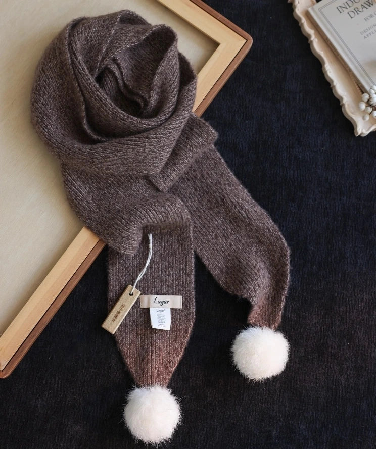 Women's Skinny Knit Scarf with Pom-Pom Design | Multiple Colors - OESLO