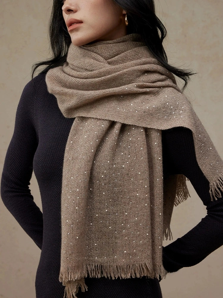 Women’s 100% Cashmere Scarf – Soft, Luxurious Wrap in Cream & Brown OESLO