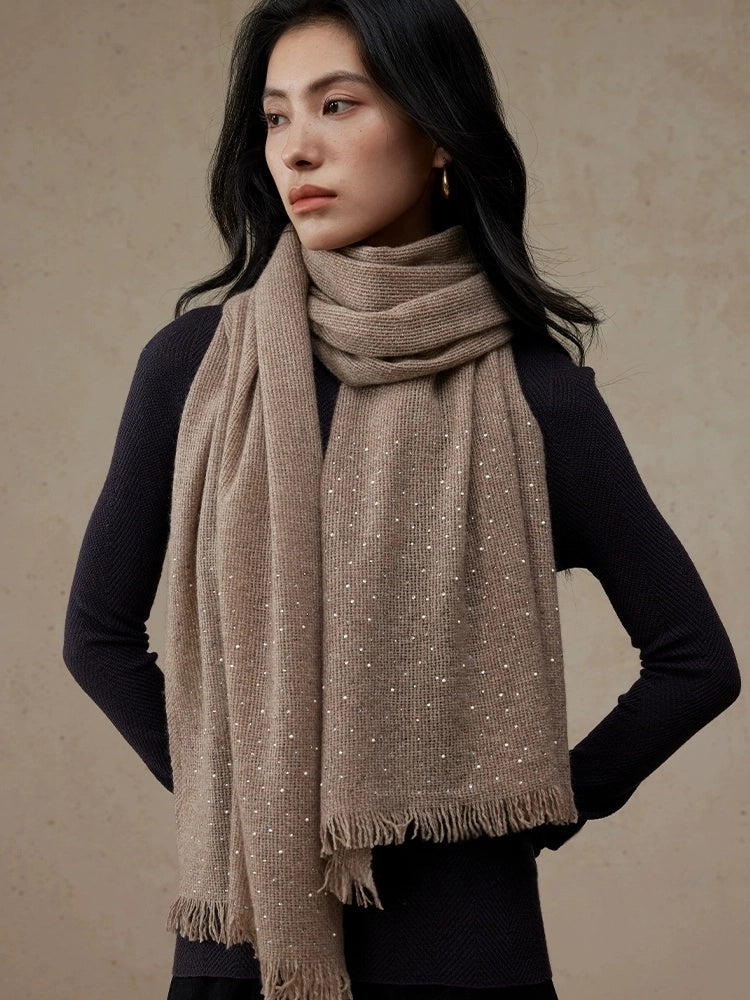 Women’s 100% Cashmere Scarf – Soft, Luxurious Wrap in Cream & Brown OESLO