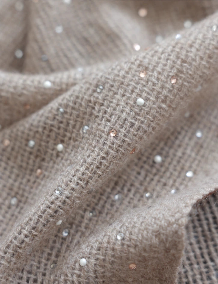 Women’s 100% Cashmere Scarf – Soft, Luxurious Wrap in Cream & Brown OESLO