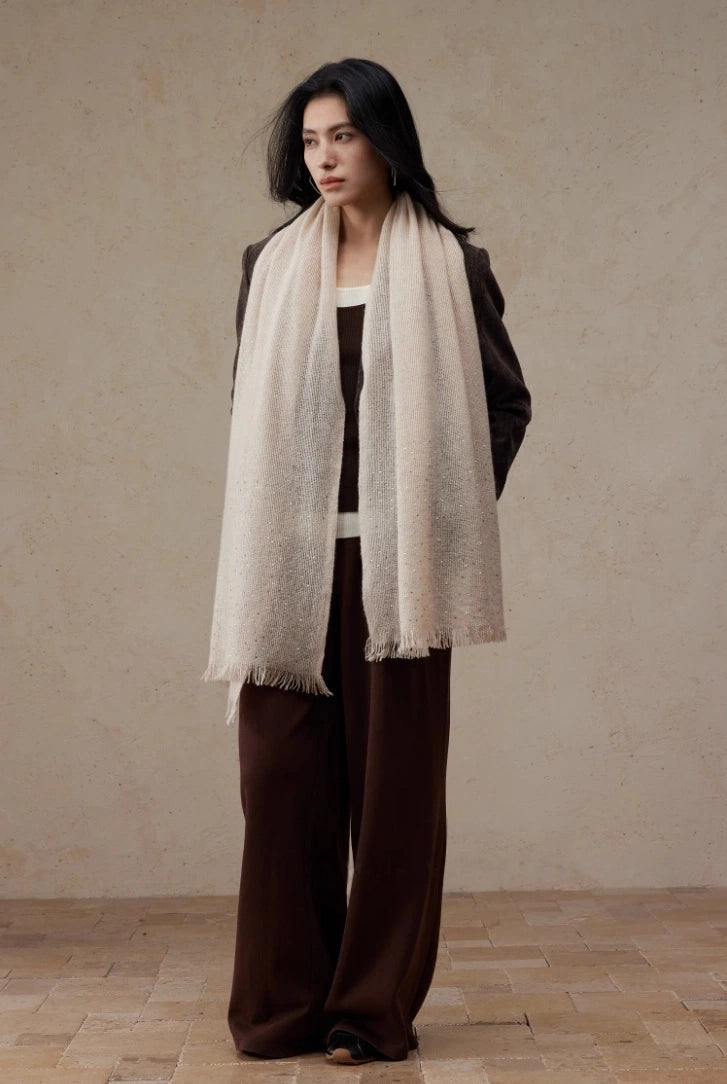 Women’s 100% Cashmere Scarf – Soft, Luxurious Wrap in Cream & Brown OESLO