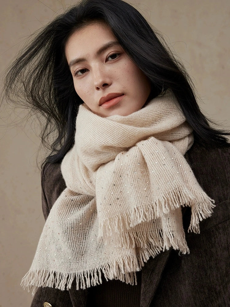 Women’s 100% Cashmere Scarf – Soft, Luxurious Wrap in Cream & Brown OESLO
