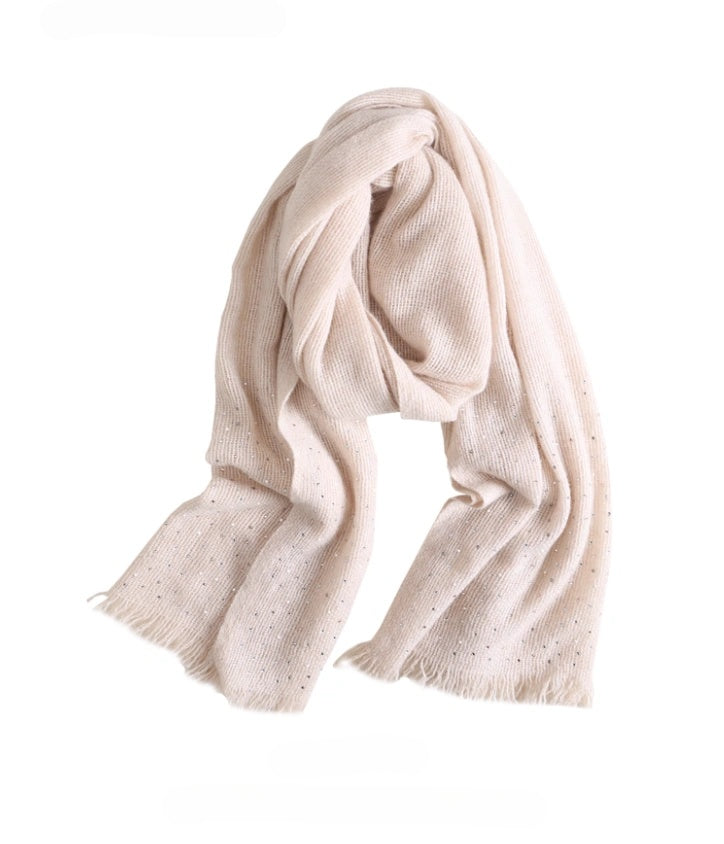 Women’s 100% Cashmere Scarf – Soft, Luxurious Wrap in Cream & Brown OESLO