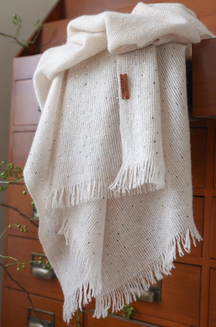 Damen-Schal aus 100 % Kaschmir – Weicher, luxuriöser Wickelschal in Creme & Braun