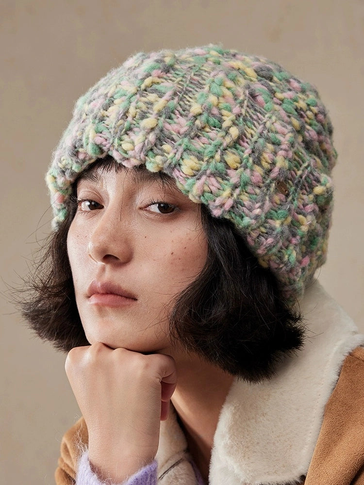 Women’s Knit Beanie – Wool Blend Textured | Green - OESLO