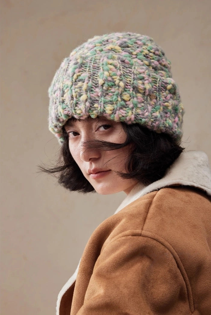 Women’s Knit Beanie – Wool Blend Textured | Green - OESLO