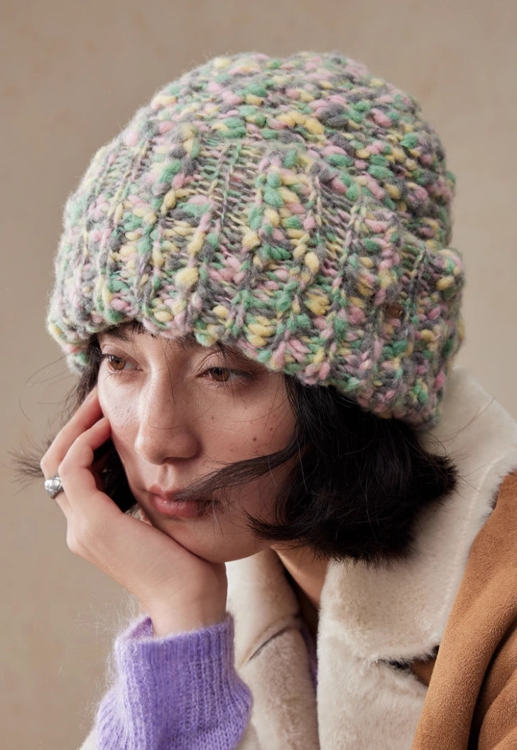 Women’s Knit Beanie – Wool Blend Textured | Green - OESLO