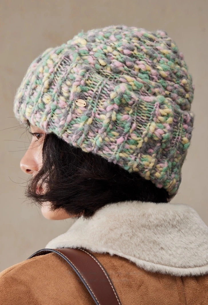 Women’s Knit Beanie – Wool Blend Textured | Green - OESLO