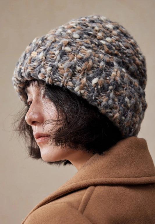 Women’s Knit Beanie – Wool Blend Textured | Grey - OESLO