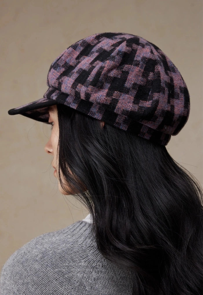Vintage Houndstooth Beret for Women – Winter Style | Multiple Colors