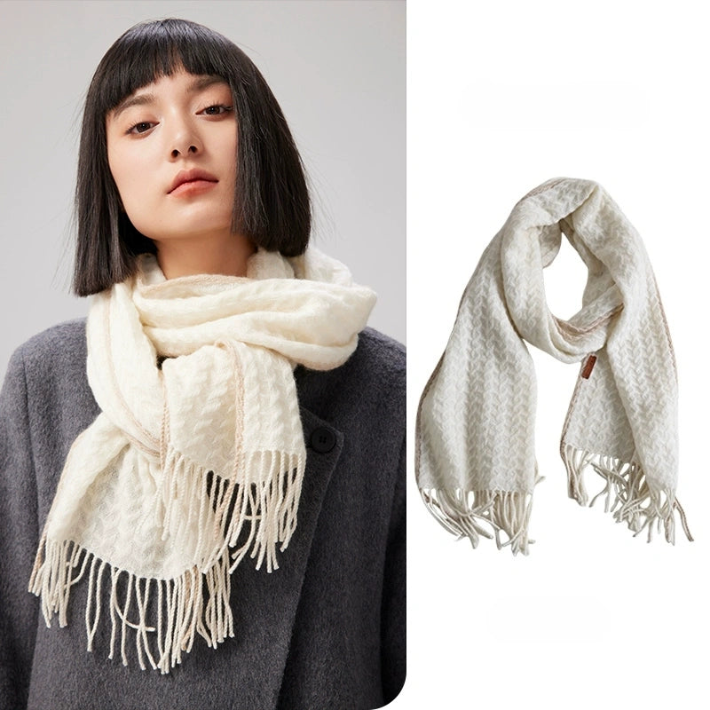 Cashmere Scarf – Classic Embossed Houndstooth Elegance | Multiple Colors OESLO