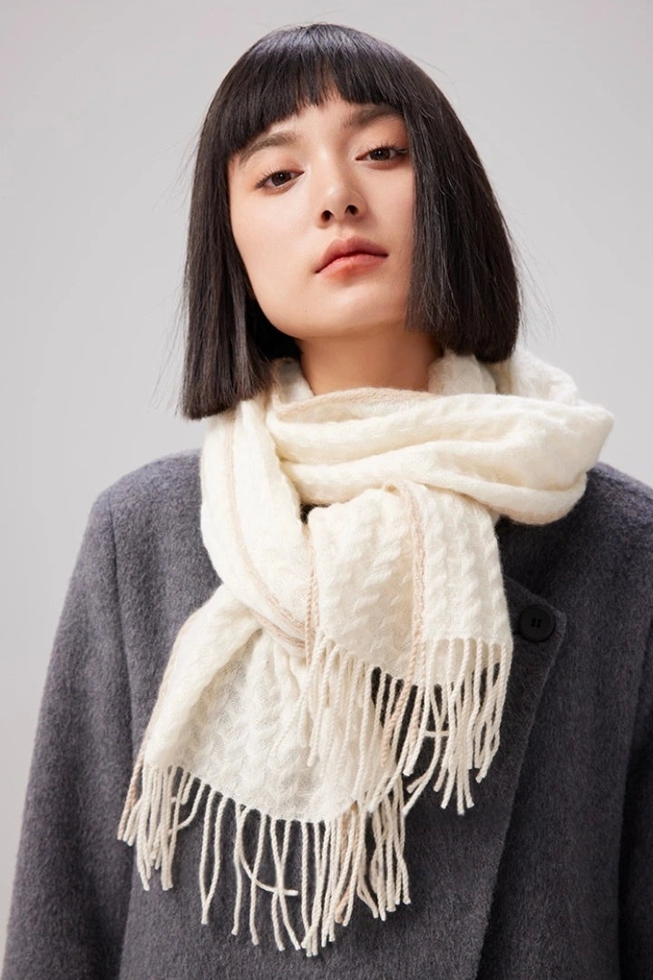 Cashmere Scarf – Classic Embossed Houndstooth Elegance | Multiple Colors OESLO