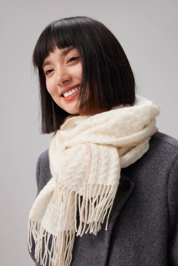 Cashmere Scarf – Classic Embossed Houndstooth Elegance | Multiple Colors OESLO