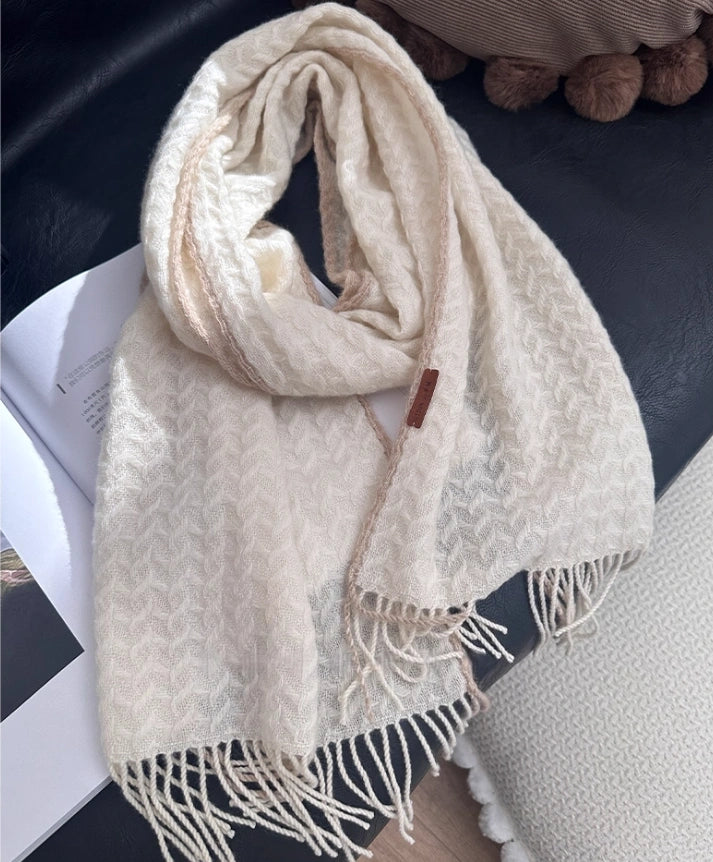 Cashmere Scarf – Classic Embossed Houndstooth Elegance | Multiple Colors OESLO