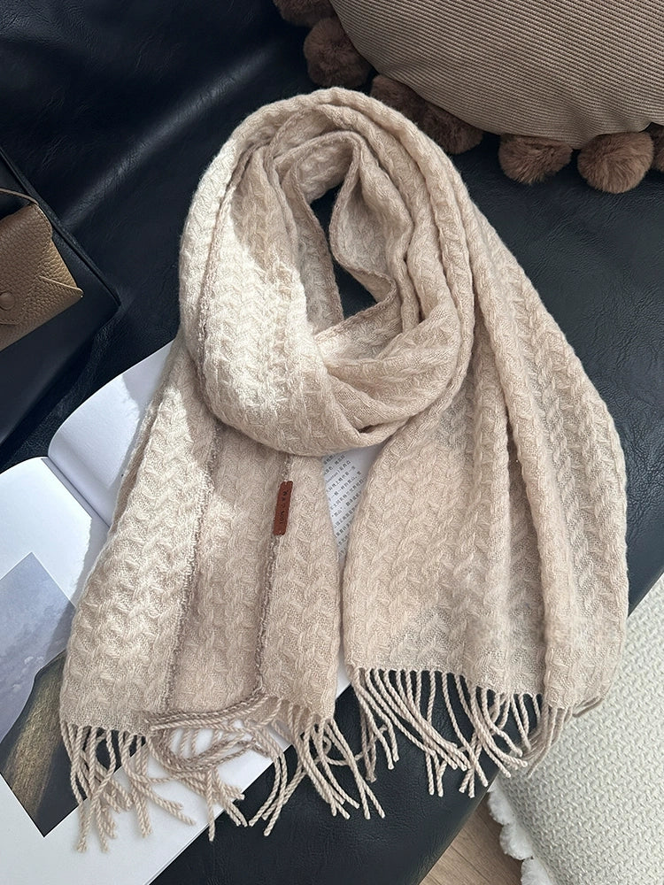 Cashmere Scarf – Classic Embossed Houndstooth Elegance | Multiple Colors OESLO