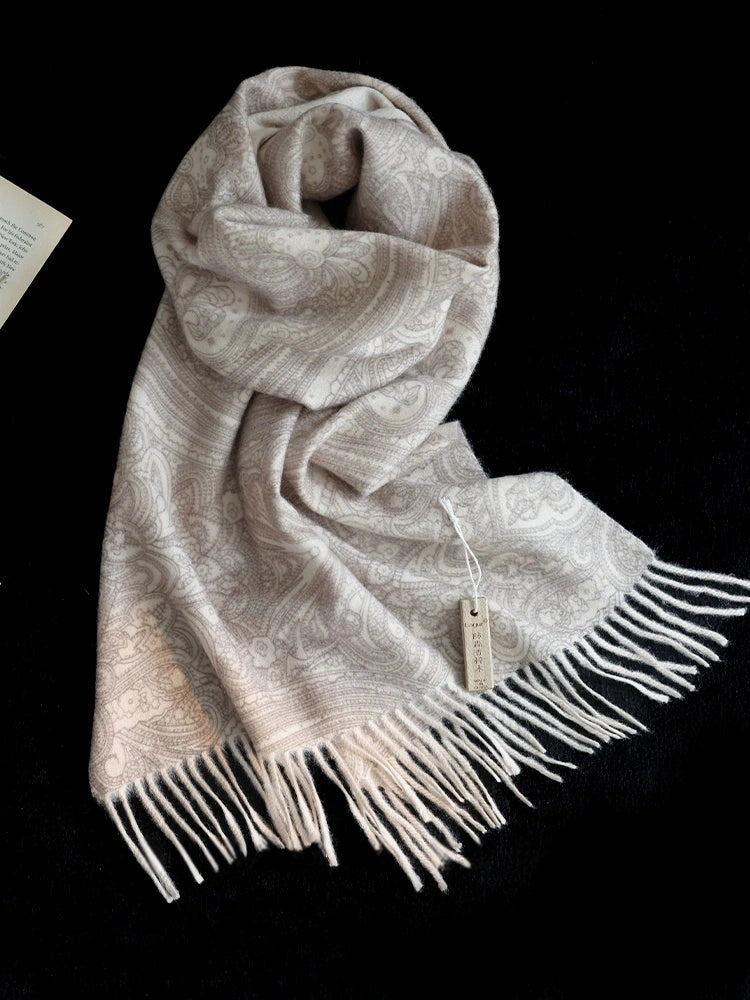 Women's 100% Cashmere Scarf with Paisley Pattern Design - OESLO