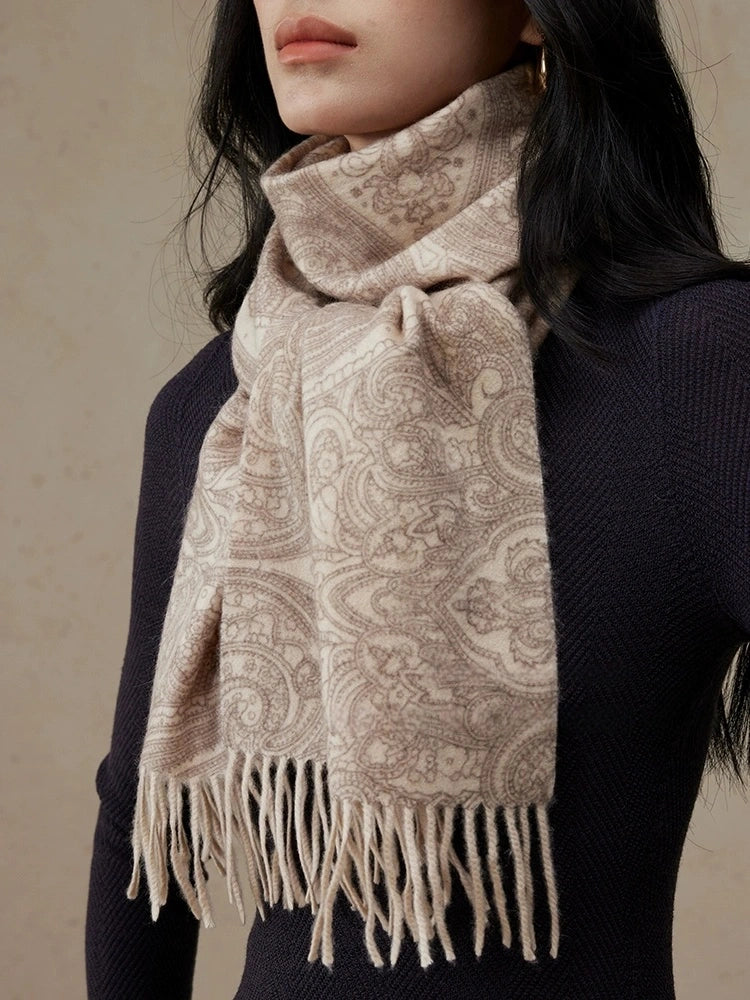 Women's 100% Cashmere Scarf with Paisley Pattern Design - OESLO