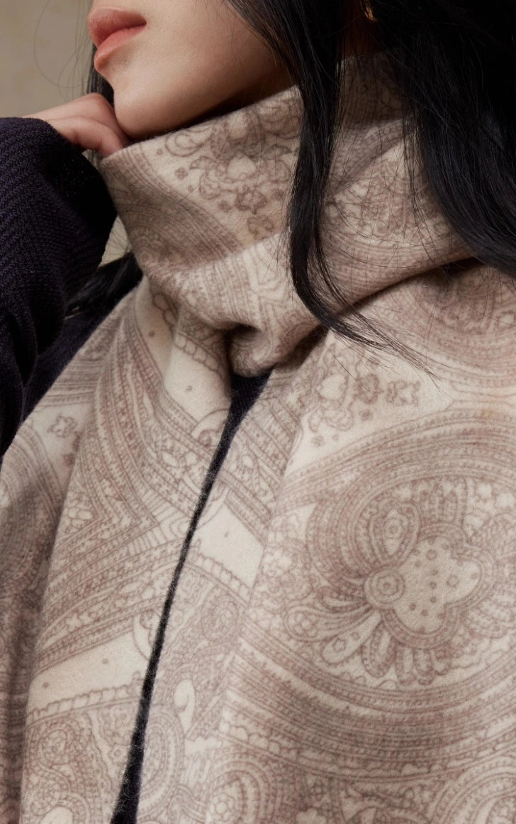 Women's 100% Cashmere Scarf with Paisley Pattern Design - OESLO